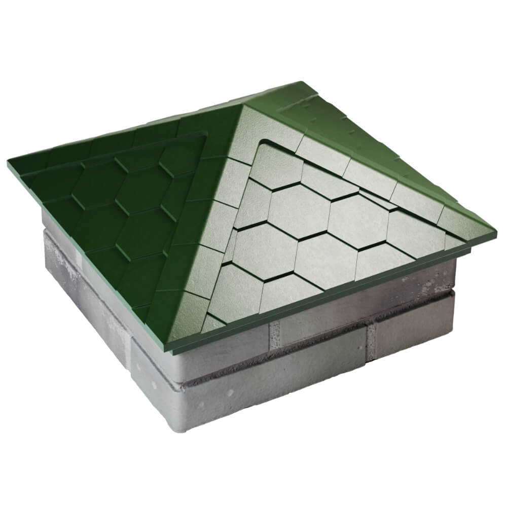 Колпак Zking Эверест Зеленый на столб 1.5х1.5 кирпича (390х390мм)