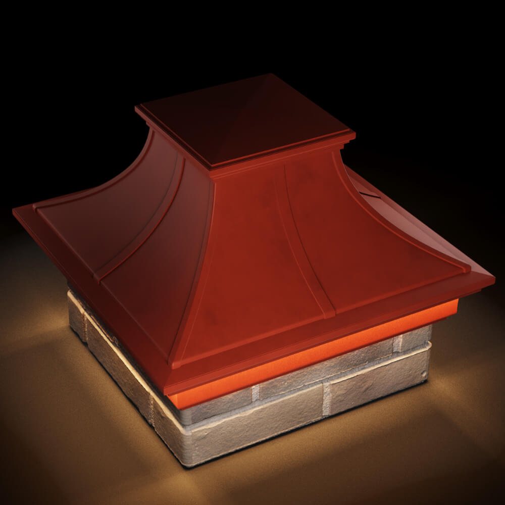 Колпак Zking Монблан Премиум Красный на столб 1.5х1.5 кирпича (385х385мм) с подсветкой в Горно-Алтайске фото